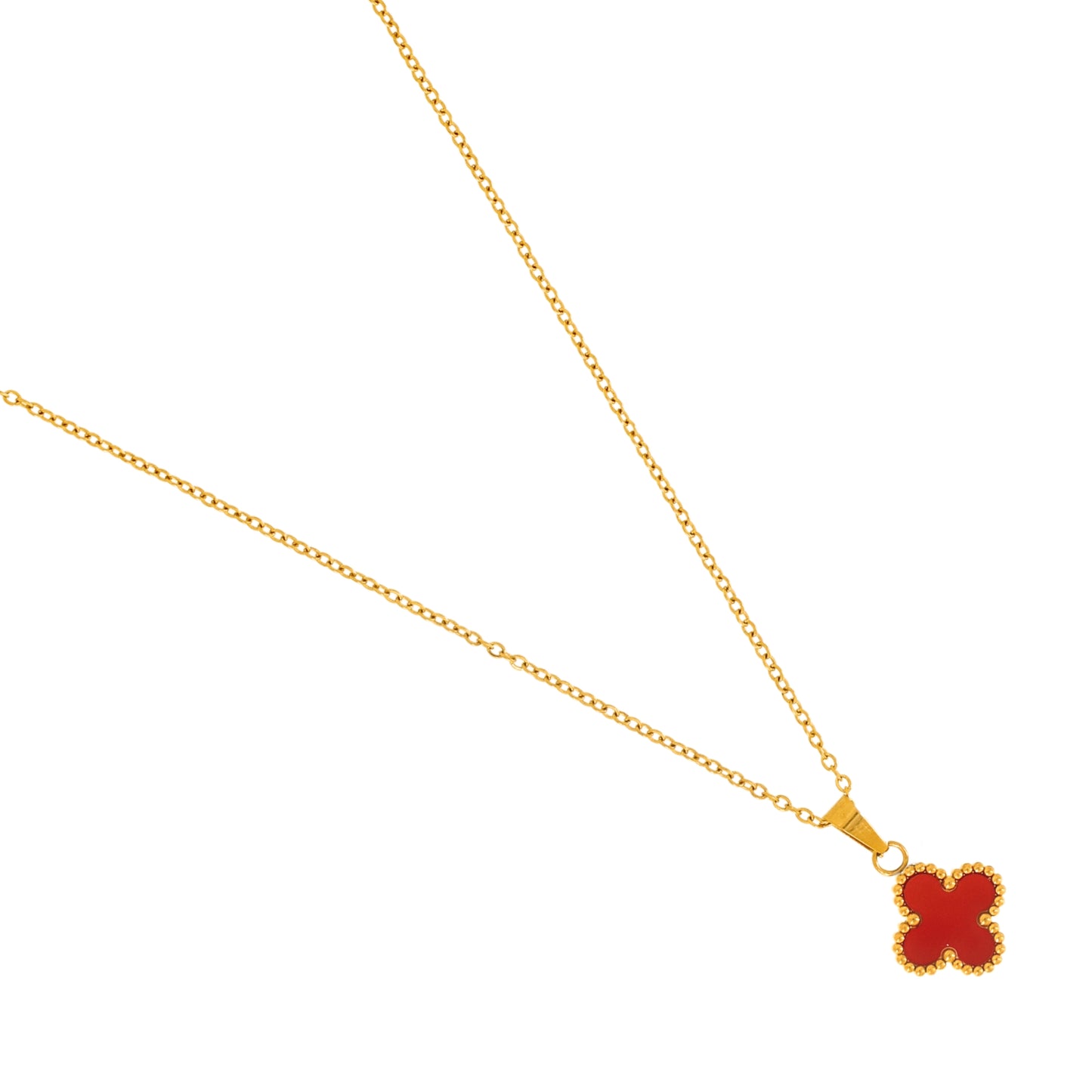 Single Clover Necklace:Red