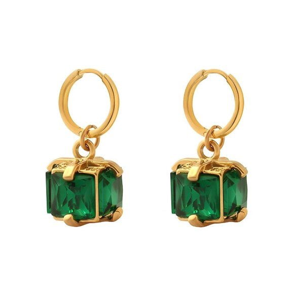 Emerald Drop Charm Earrings