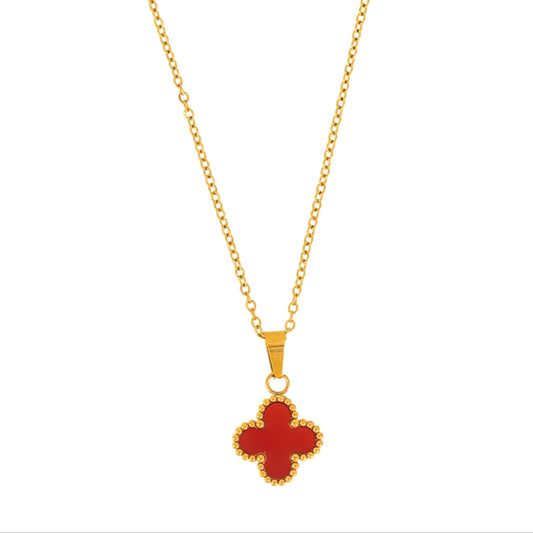 Single Clover Necklace:Red