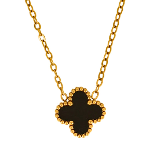 Single Clover Necklace Black