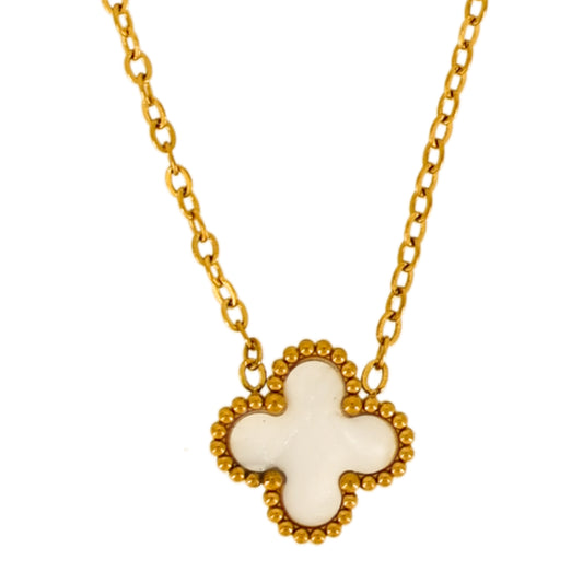 Single Clover Necklace White