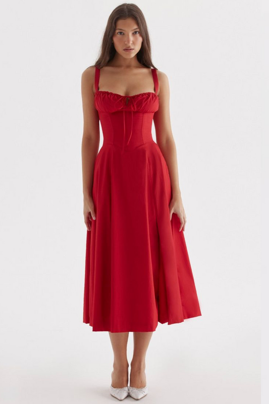 Royal Allure Red Radiance Bustier Sundress