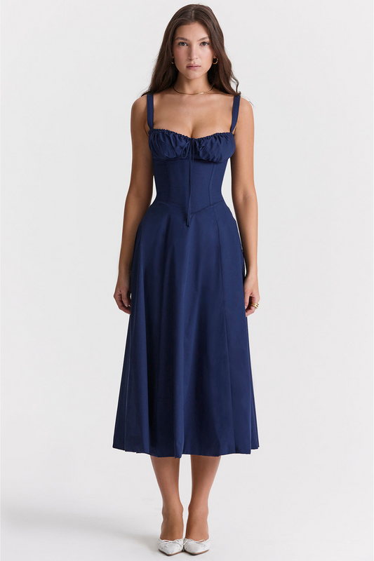 Royal Allure Navy Blossom Bustier Sundress